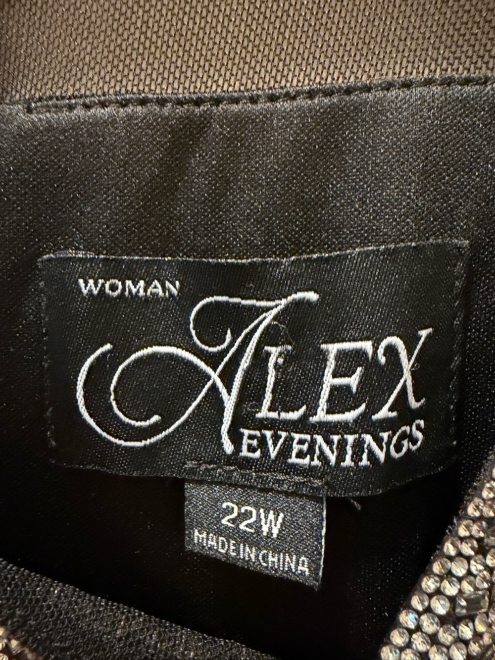 Alex Evenings Black Long Sleeve Mesh Dress with Beaded Collar - Picture 8 of 8
